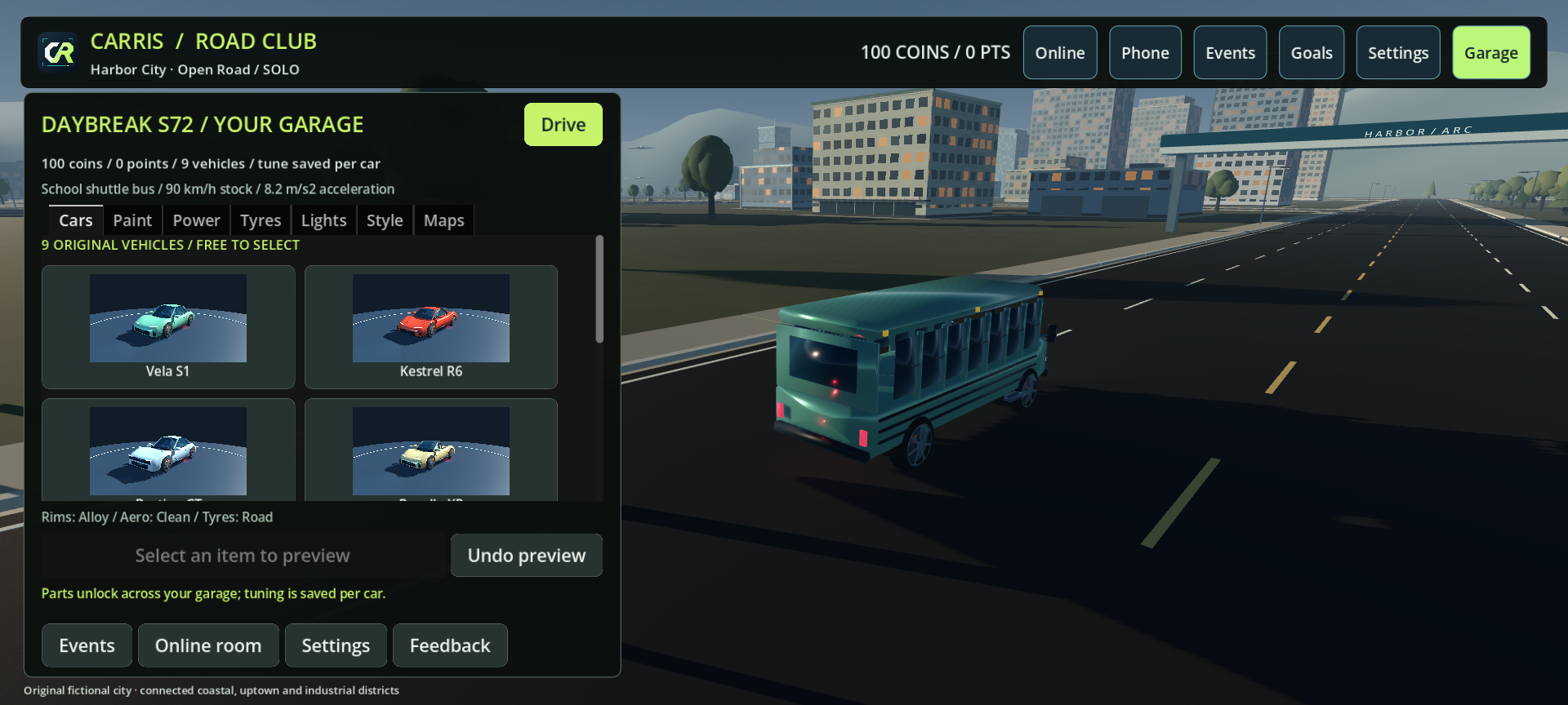 Actual prototype garage with paint and performance purchases