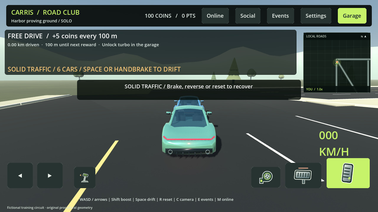Actual solid traffic collision: the player is stopped behind a bot car